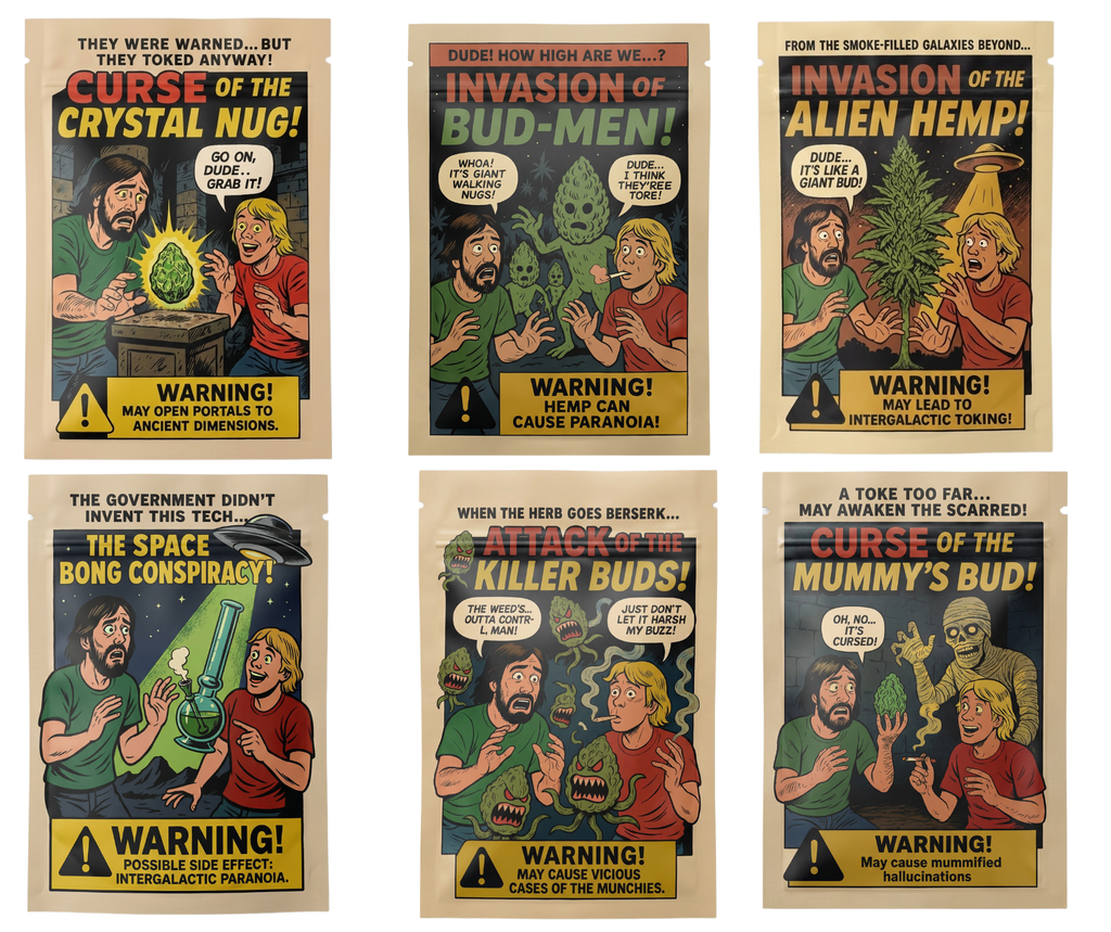 Smell-Proof Mylar Bags 7×10cm – Sci-Fi Horror Comic Collection | Midnight Horror Vol. II
