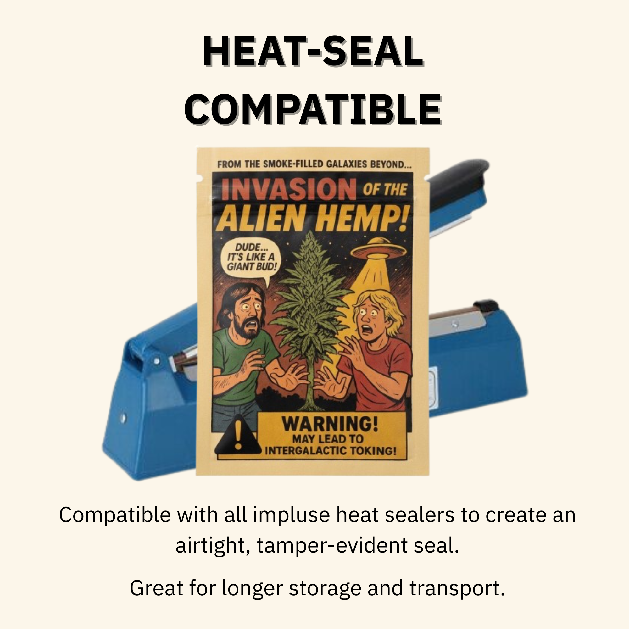 Smell-Proof Mylar Bags 7×10cm – Sci-Fi Horror Comic Collection | Midnight Horror Vol. II