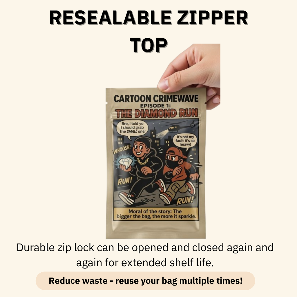 Smell-Proof Mylar Bags 7×10cm – Cartoon Crimewave Collection