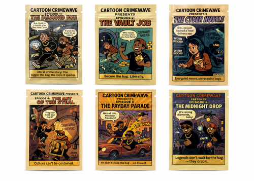 Smell-Proof Mylar Bags 7×10cm – Cartoon Series Try 1