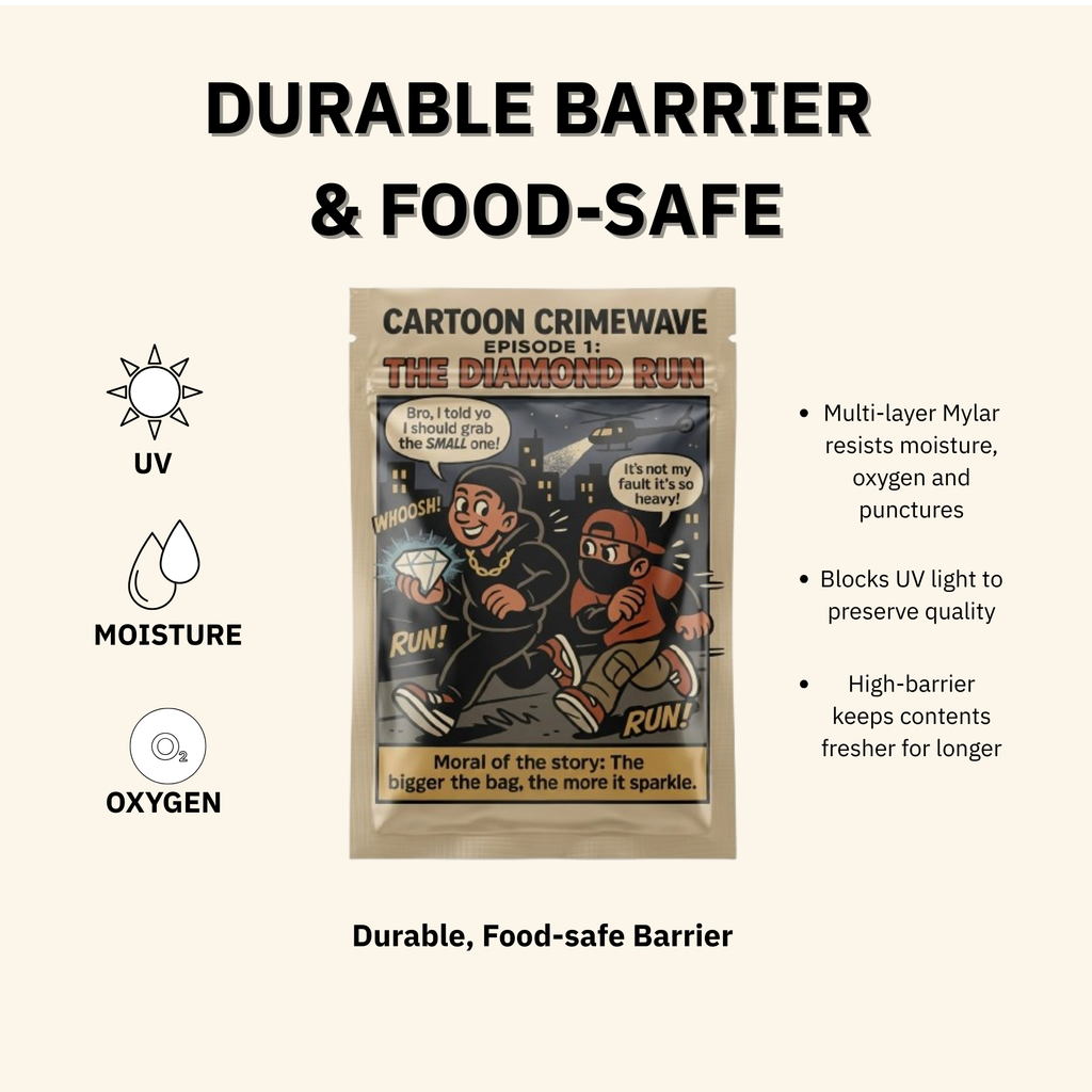 Smell-Proof Mylar Bags 7×10cm – Cartoon Crimewave Collection