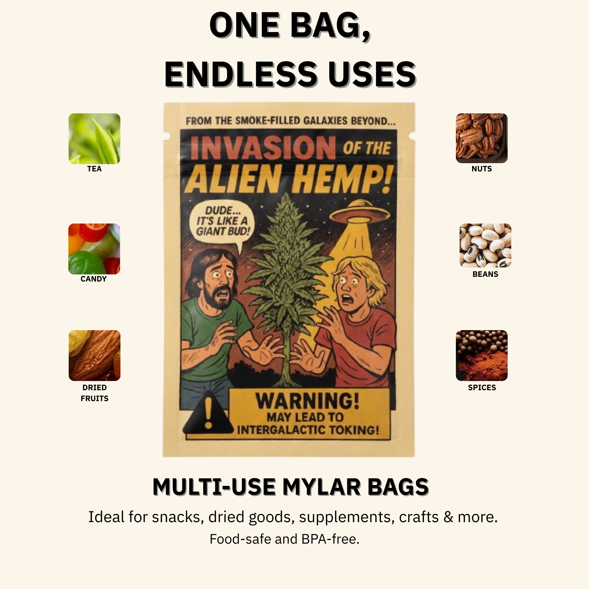 Smell-Proof Mylar Bags 7×10cm – Sci-Fi Horror Comic Collection | Midnight Horror Vol. II