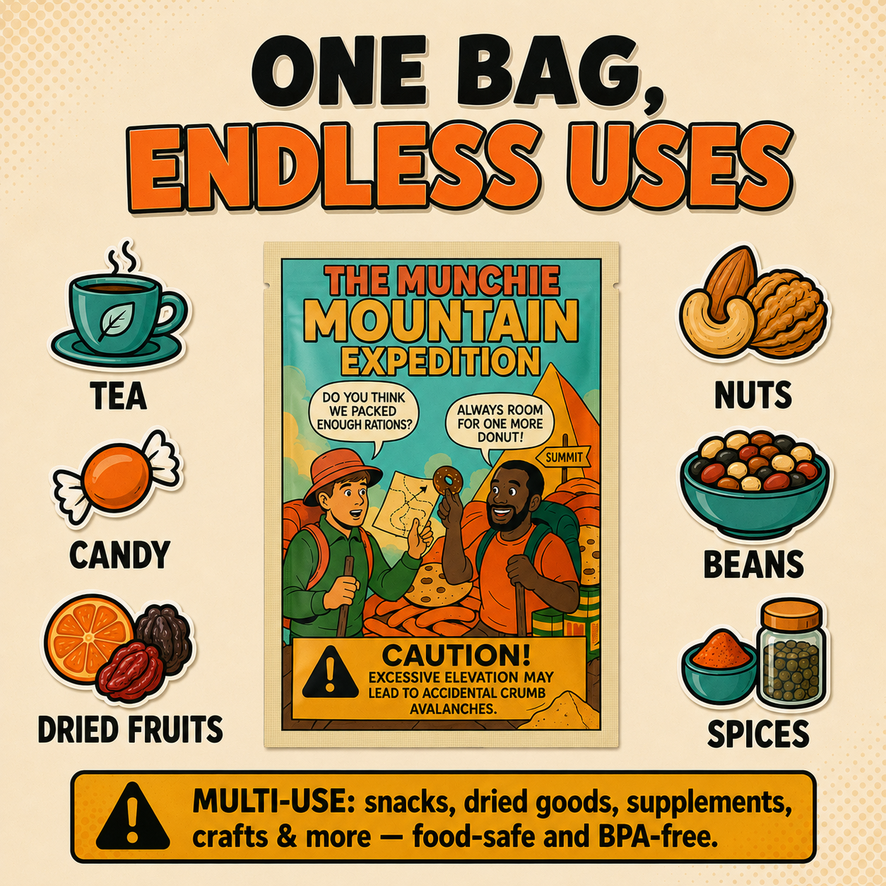 Smell-Proof Mylar Bags 7×10cm – Snack Ops Cartoon Series