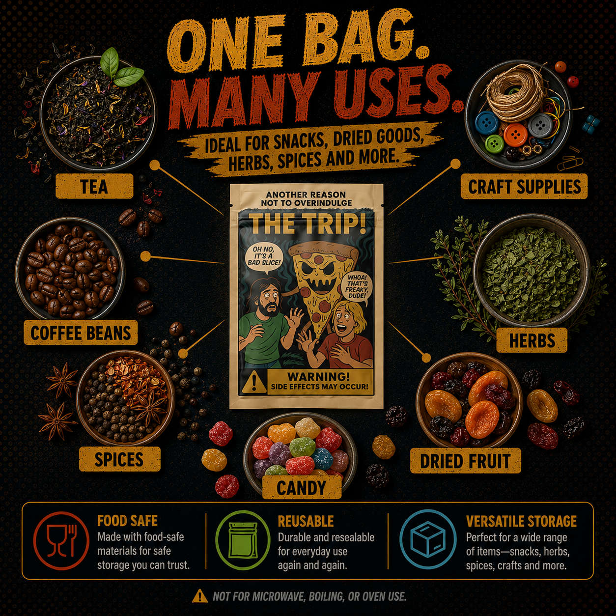 Smell-Proof Mylar Bags 7×10cm – Midnight Horror Comic Collection