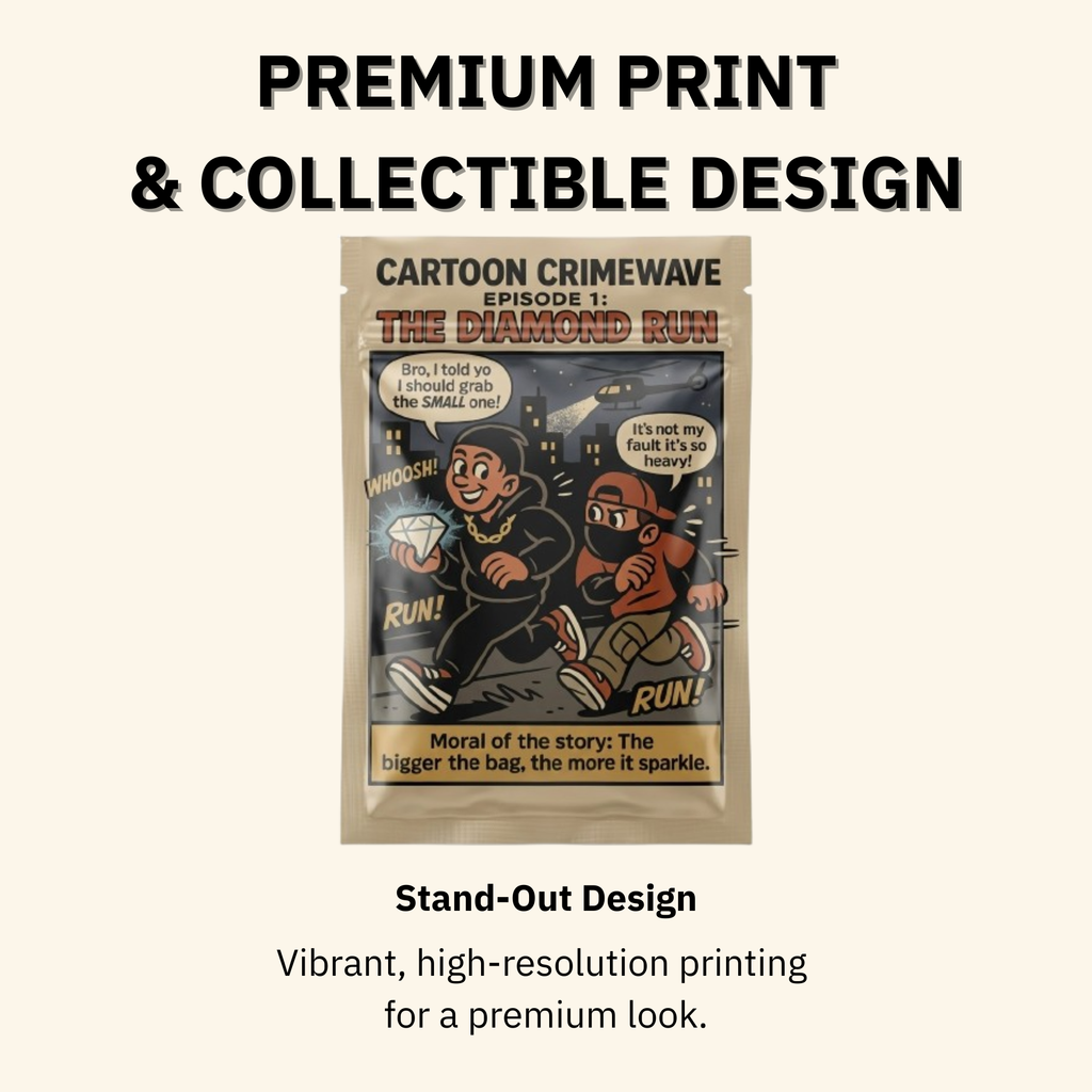 Smell-Proof Mylar Bags 7×10cm – Cartoon Crimewave Collection